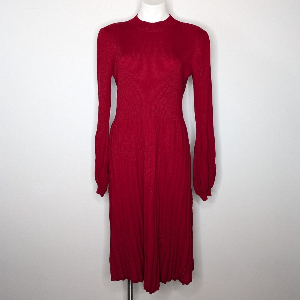 Draper James Women's Red Knit Dress Elegant Sweater Dress